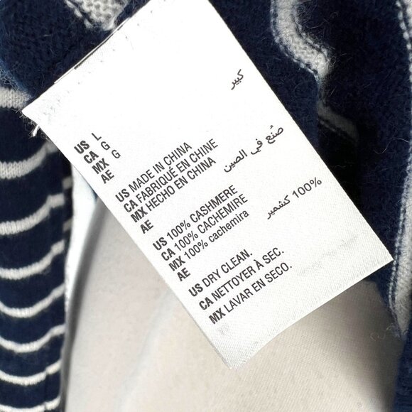 Charter Club Cashmere Striped Heart Sweater Navy Blue White Size Large - Picture 11 of 13